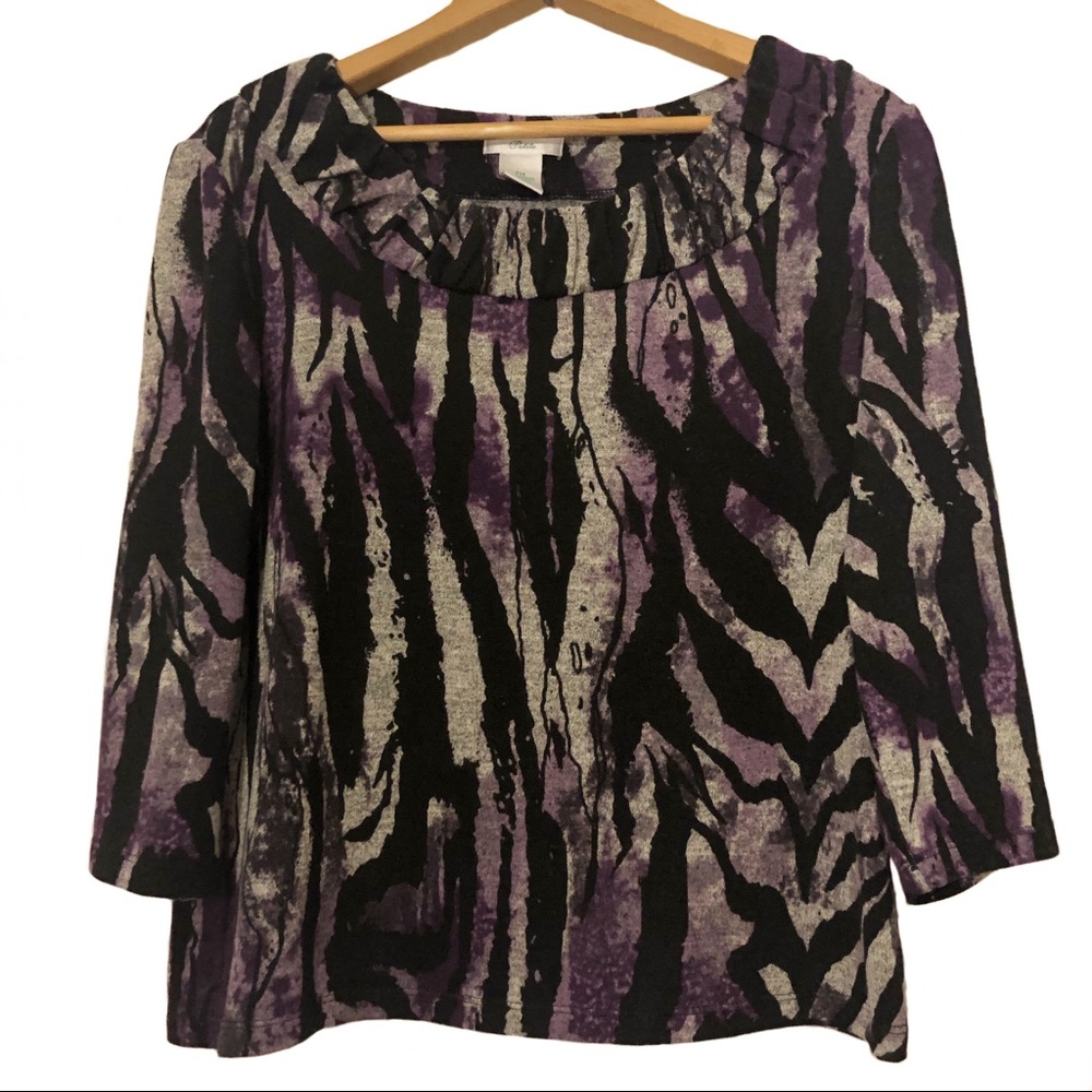 Laura Ashley Petite Animal Print Boat Neck Top